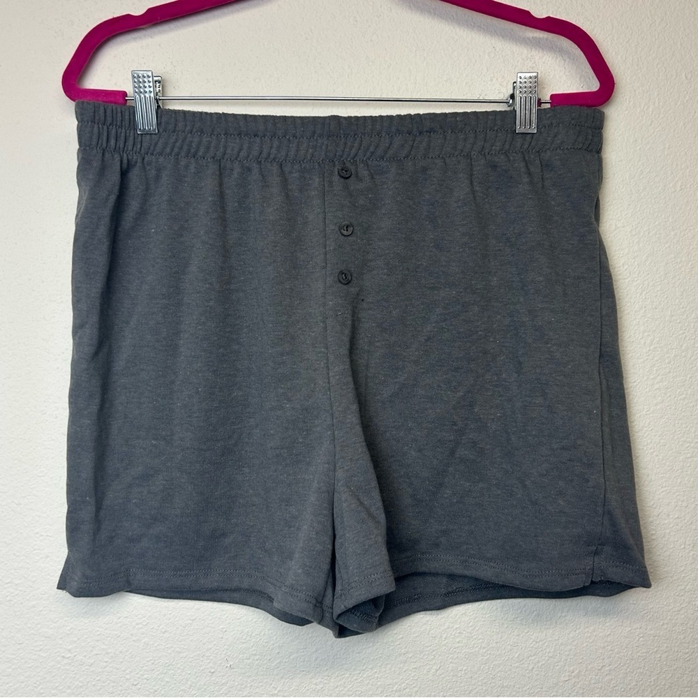 NWT Grayson Threads Woodstock Dark Grey Pull-on Pajama Shorts w/ Button Accent